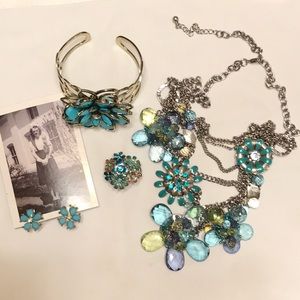 Anthropologie Aquamarine Jewelry Set